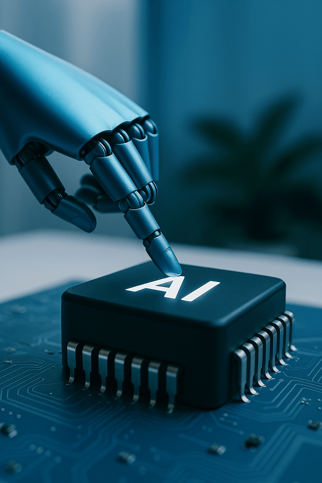 AI-powered engineering chip graphic