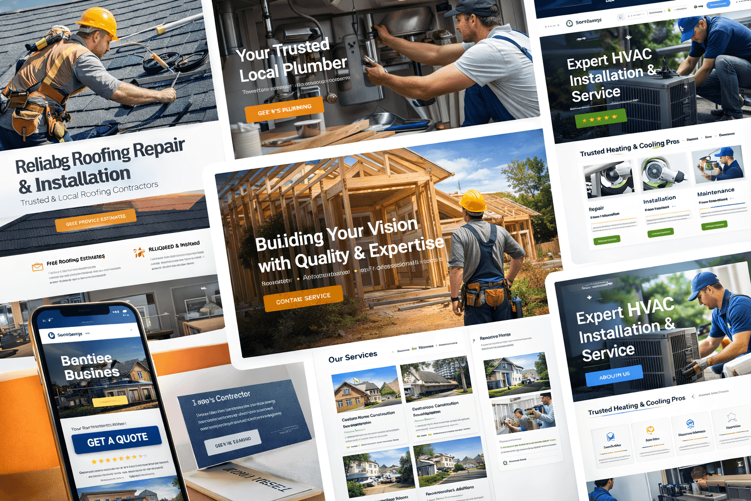 Electrician business website with customer reviews section